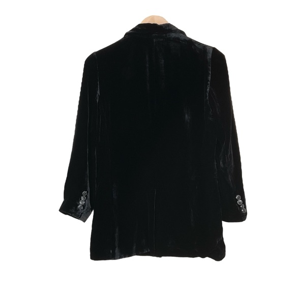 Gap Velvet Blazer Black Lightweight Notch Collar Size 2 - Picture 3 of 5